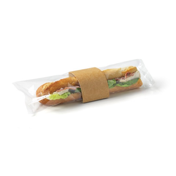 Kraft Baguette collar with perforated film