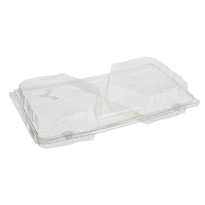 PATIPACK 2 CAVITY HINGED PLASTIC PASTRY CONTAINER