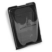 BLACK PLASTIC HINGED TORTILLA CONTAINER 321 X 110 X 47MM