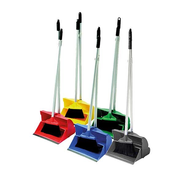 LONG HANDLED DUSTPAN AND BRUSH SET RED