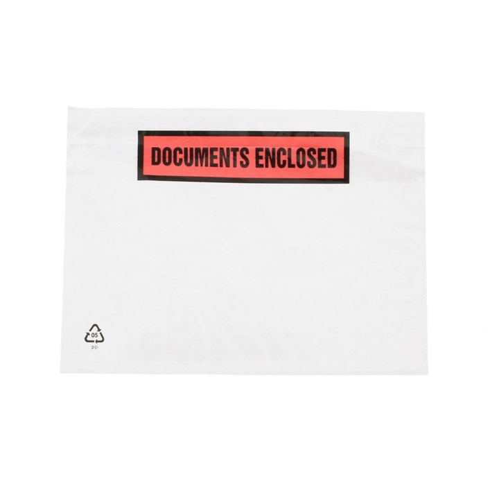 A6 PRINTED DOCS ADHESIVE DOCUMENT POUCHES 158 X 116MM