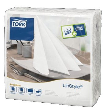 TORK WHITE LINSTYLE DISPOSABLE TABLE COVERS 120 X 120CM