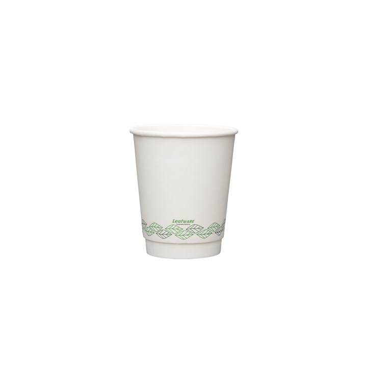 LEAFWARE 8OZ COMPOSTABLE DOUBLE WALL HOT CUPS
