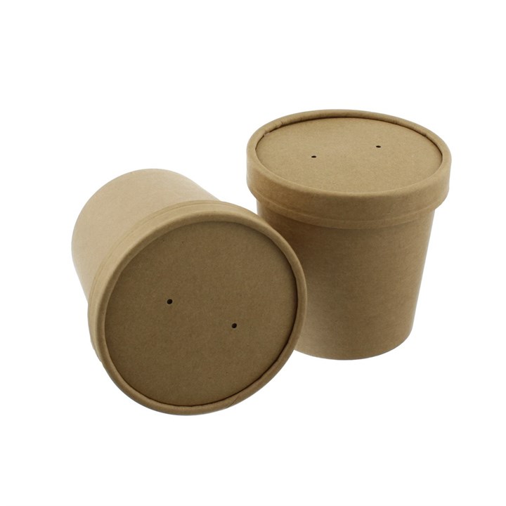 BROWN KRAFT 8OZ SOUP CUP AND LID