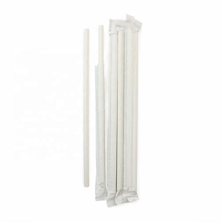 LEAFWARE WHITE COMPOSTABLE PAPER STRAW WRAPPED 