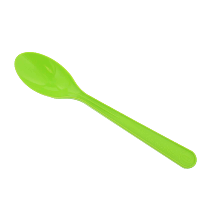 LEAF GREEN DISPOSABLE DEGRADABLE PLASTIC SPOONS
