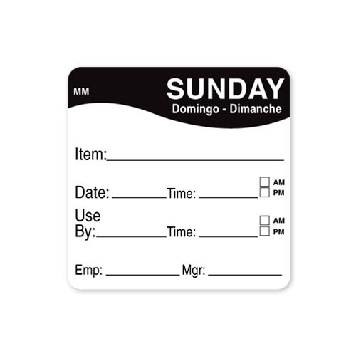 51MM REMOVABLE SUNDAY SQUARE LABEL 1100357