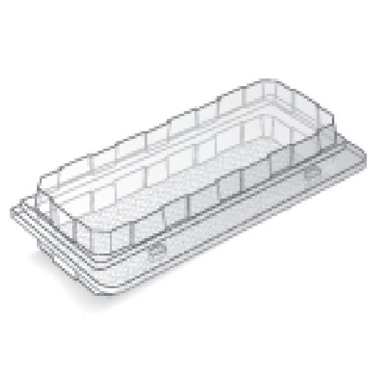 CLEAR PLASTIC HINGED CONTAINER 219 X 122 X 100MM