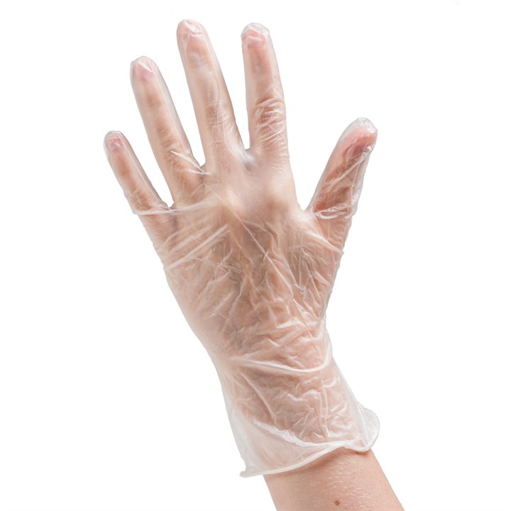 OLYMPIA CLEAR VINYL GLOVES LARGE