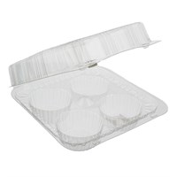 CLEAR PLASTIC 4 COMPARTMENT MUFFIN CONTAINER 200 X 190 X 75MM