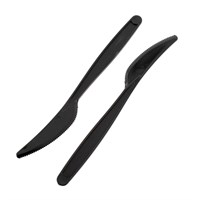 OLYMPIA BLACK DISPOSABLE PLASTIC KNIVES