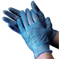 OLYMPIA BLUE VINYL POWDERED DISPOSABLE GLOVES EXTRA LARGE