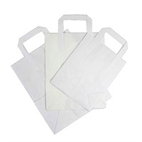 WHITE KRAFT PAPER CARRIER BAGS 7 + 4 X 9 INCH OUTER HANDLES