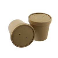 BROWN KRAFT 12OZ  SOUP CUP AND LID
