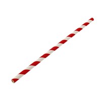 LEAF RED STRIPED COMPOSTABLE PAPER STRAWS 200 X 6MM