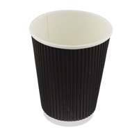 12OZ BLACK RIPPLE WALL DISPOSABLE COFFEE CUPS