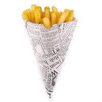DISPOSABLE NEWSPAPER PRINT CHIPS CONE 182 X 182MM