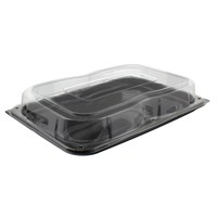 SABERT 21 INCH PLATTER & LID  BLACK BASE AND CLEAR DOMED LID COMBO