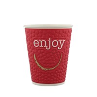 16OZ ENJOY EMBOSSED DOUBLE WALL DISPOSABLE COFFEE CUP IN VARIOUS COLOURS
