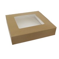 BROWN KRAFT TART BOX WITH WINDOW HINGED 9.5 X 2 INCH