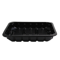S4-35 black unpadded RPET-PE tray 220x170x35mm