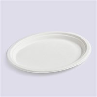 Leafware Bagasse White Oval Plate